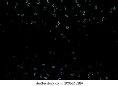 Dark green, yellow vector backdrop with gender signs. Smart illustration in colorful gradient style with gender signs. Simple design for TV commertials.