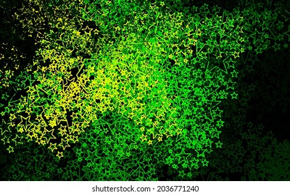 Dark Green, Yellow vector backdrop with small and big stars. Shining colored illustration with stars. Smart design for your business advert.