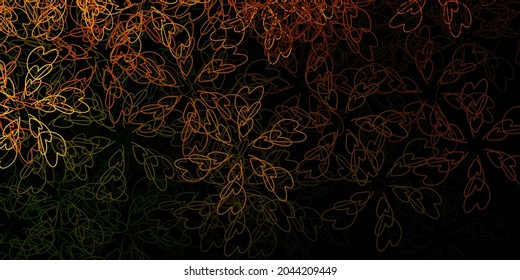 Dark green, yellow vector backdrop with bent lines. Colorful abstract illustration with gradient curves. Pattern for websites, landing pages.