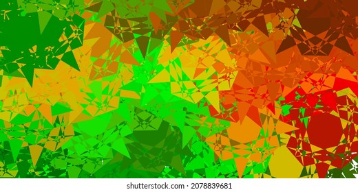 Dark Green, Yellow vector backdrop with triangles, lines. Triangle shapes with colorful gradient in abstract style. Pattern for wallpapers.