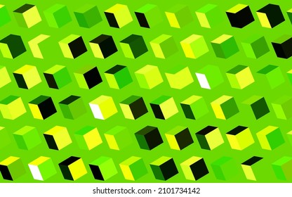Verde oscuro, fondo vector amarillo con rhombus. Hermosa ilustración con rectángulos y cuadrados. Mejor diseño para tu anuncio, afiche, banner.