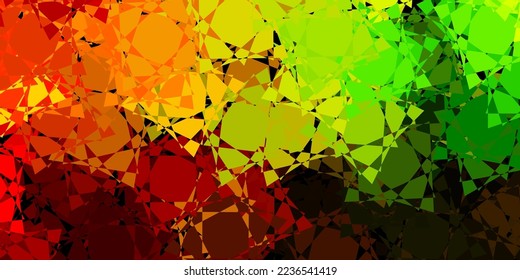 Verde oscuro, fondo vectorial amarillo con triángulos, líneas. Ilustración con formas triangulares coloridas abstractas. Iniciar diseño para el insperarión.