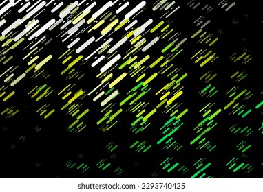 Dark Green, Yellow vector backdrop with long lines. Shining colored illustration with narrow lines. Smart design for your business advert.