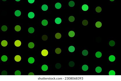 Dark Green, Yellow vector backdrop with dots. Blurred bubbles on abstract background with colorful gradient. Pattern for ads, leaflets.