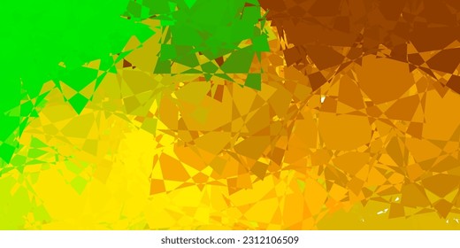 Dark Green, Yellow vector backdrop with triangles, lines. Triangle shapes with colorful gradient in abstract style. Landing pages material.