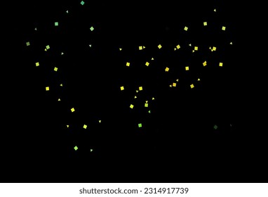 Verde oscuro, fondo vectorial amarillo con líneas, círculos, rhombus. Círculos, líneas, rhombus con gradiente colorido. Patrón de anuncios comerciales, folletos, folletos
