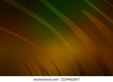 Verde oscuro, fondo vector amarillo con líneas dobladas. Ilustración abstracta colorida con líneas de degradado. Plantilla sencilla para su diseño.