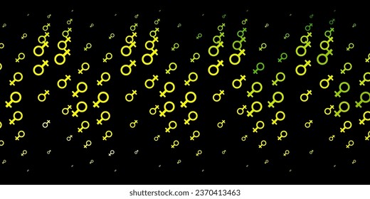 Dark Green, Yellow vector backdrop with woman's power symbols. Colorful feminism symbols with a gradient in modern style. Elegant design for wallpapers.