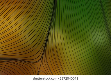 Dark Green, Yellow vector backdrop with bent lines. An elegant bright illustration with gradient lines. Texture for booklets, leaflets.