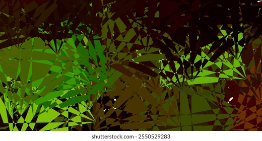 Dunkelgrün, gelber Vektorhintergrund mit Dreiecken, Linien. Hervorragende abstrakte Illustration mit einer Reihe bunter Dreiecke. Gestalten Sie für Ihre Bildschirmhintergründe.