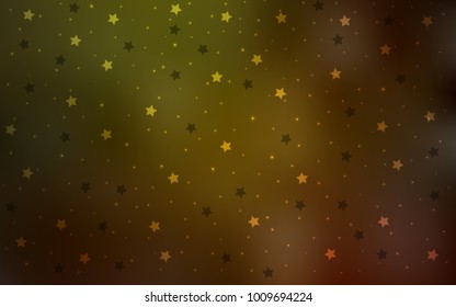 Dark Green, Yellow vector background with colored stars. Decorative shining illustration with stars on abstract template. The pattern can be used for wrapping gifts.