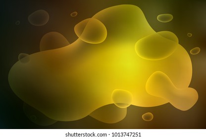 Dark Green, Yellow vector background with bent lines. A sample with blurred bubble shapes. Pattern for your business design.