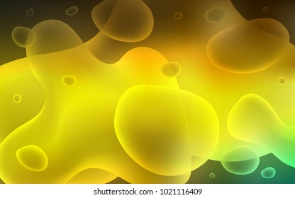 Dark Green, Yellow vector background with curved circles. Shining crooked illustration in memphis style. Pattern for your business design.