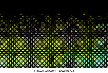 Dark Green, Yellow vector  background with bubbles. Blurred bubbles on abstract background with colorful gradient. The pattern can be used for ads, leaflets of liquid.