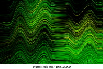 Dark Green, Yellow vector background with bent ribbons. A vague circumflex abstract illustration with gradient. The template for cell phone backgrounds.