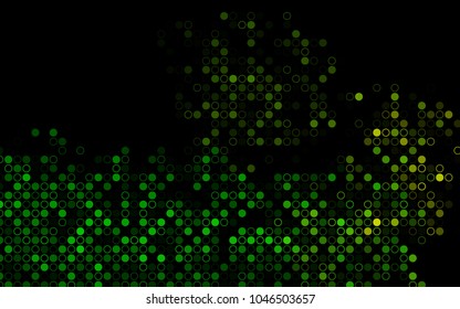 Dark Green, Yellow vector  background with dots. Blurred decorative design in abstract style with bubbles. New design for ad, poster, banner of your website.