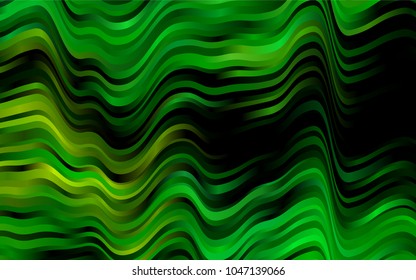 Dark Green, Yellow vector background with lava shapes. Shining illustration, which consist of blurred lines, circles. Pattern for your business design.