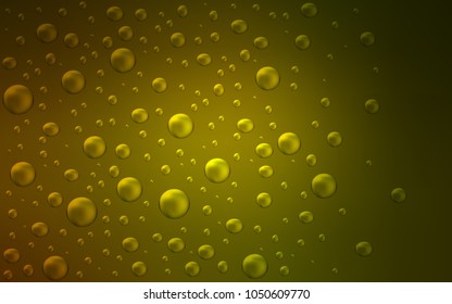 Dark Green, Yellow vector background with bubbles. Modern abstract illustration with colorful water drops. The pattern can be used for aqua ad, booklets.