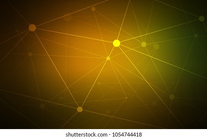 Dark Green, Yellow vector background with dots and lines. Abstract illustration with colorful discs and triangles. Pattern can be used for beautiful websites.