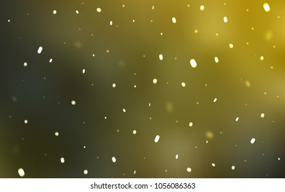 Dark Green, Yellow vector background with xmas snowflakes. Blurred decorative design in xmas style with snow. The pattern can be used for new year leaflets.