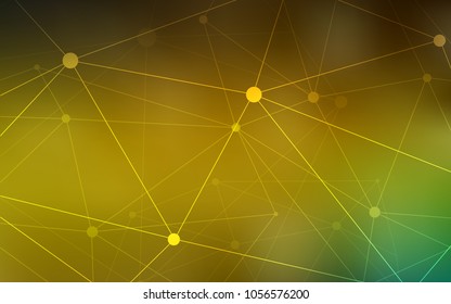Dark Green, Yellow vector background with bubbles, lines. Decorative design in abstract style with triangle structure. Pattern can be used for beautiful websites.