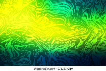 Dark Green, Yellow vector background with abstract circles. Brand-new colored illustration in marble style with gradient. The best blurred design for your business.