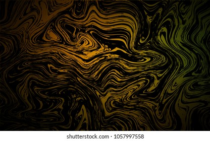 Dark Green, Yellow vector background with liquid shapes. Colorful illustration in abstract marble style with gradient. New composition for your brand book.