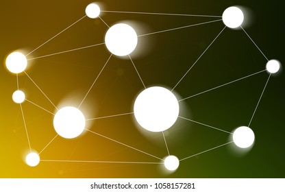 Dark Green, Yellow vector background with dots and lines. Modern abstract colorful illustration with spheres and lines. Pattern can be used for ads, leaflets.