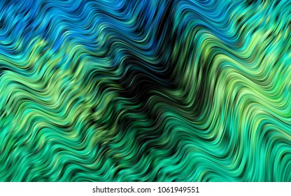 Dark Green, Yellow vector background with bent ribbons. Blurred geometric sample with gradient bubbles.  A completely new template for your business design.