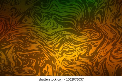Dark Green, Yellow vector background with curved circles. Brand-new colored illustration in marble style with gradient. Brand-new design for your ads, poster, banner.