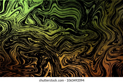Dark Green, Yellow vector background with bent lines. A completely new color illustration in marble style. A completely new template for your business design.