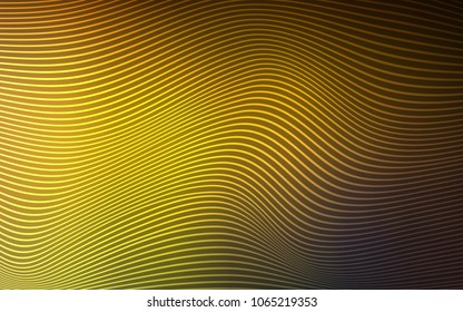 Dark Green, Yellow vector background with curved ribbons. Colorful abstract illustration with gradient lines. A new texture for your  ad, booklets, leaflets.