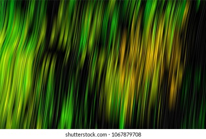 Dark Green, Yellow vector background with bent ribbons. Blurred geometric sample with gradient bubbles.  A completely new template for your business design.