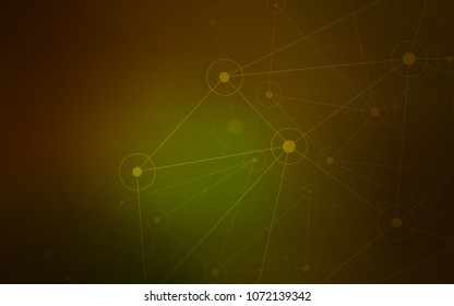 Dark Green, Yellow vector background with dots and lines. Colorful illustration with circles and lines in futuristic style. Beautiful design for your business advert.