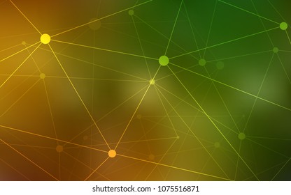 Dark Green, Yellow vector background with bubbles, lines. Decorative design in abstract style with triangle structure. Pattern can be used for beautiful websites.