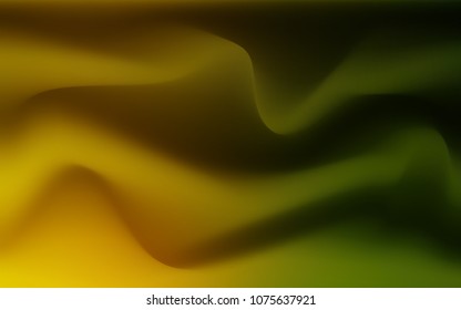 Dark Green, Yellow vector background with bent ribbons. Blurred geometric sample with gradient bubbles.  New composition for your brand book.