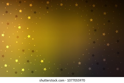 Dark Green, Yellow vector background with colored stars. Decorative shining illustration with stars on abstract template. The pattern can be used for new year ad, booklets.
