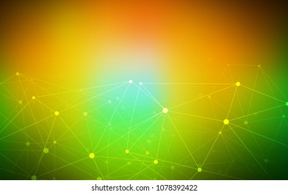 Dark Green, Yellow vector background with bubbles, lines. Colorful illustration with circles and lines in futuristic style. Pattern can be used for futuristic ad, booklets.