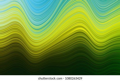 Dark Green, Yellow vector background with bent ribbons. Modern gradient abstract illustration with bandy lines. Textured wave pattern for backgrounds.