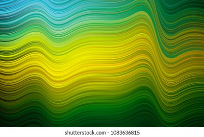 Dark Green, Yellow vector background with curved circles. A vague circumflex abstract illustration with gradient. A completely new template for your business design.
