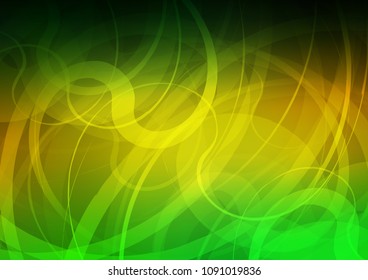 Dark Green, Yellow vector background with bent lines. Colorful abstract illustration with gradient lines. A new texture for your  ad, booklets, leaflets.