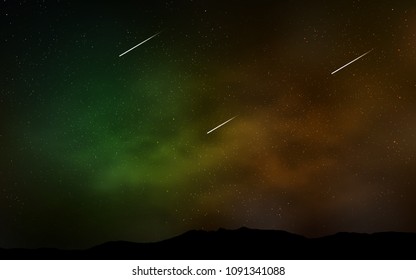 Dark Green, Yellow vector background with galaxy stars. Blurred decorative design in simple style with galaxy stars. Template for cosmic backgrounds.