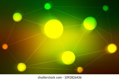 Dark Green, Yellow vector background with bubbles, lines. Abstract illustration with colorful discs and triangles. Pattern can be used for ads, leaflets.