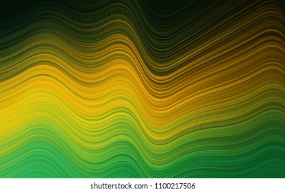 Dark Green, Yellow vector background with bent ribbons. An elegant bright illustration with gradient. A completely new template for your business design.
