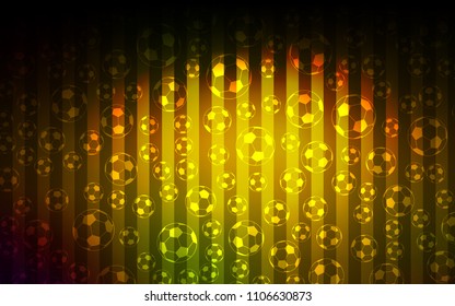 Dark Green, Yellow vector background with soccer balls. Glitteral colorful illustration with abstract soccer balls. Pattern for booklets, leaflets of soccer turnament.