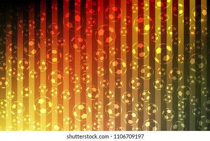 Dark Green, Yellow vector background with soccer balls. Decorative design of football balls on a gradient backdrop. Design for posters, banners of sports competitions.