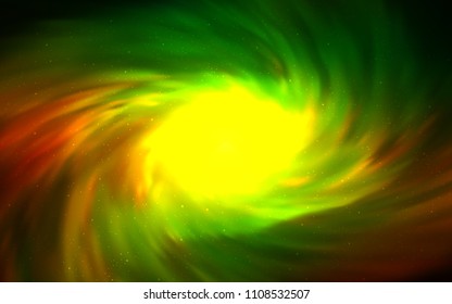 Dark Green, Yellow vector background with galaxy stars. Glitter abstract illustration with colorful cosmic stars. Template for cosmic backgrounds.