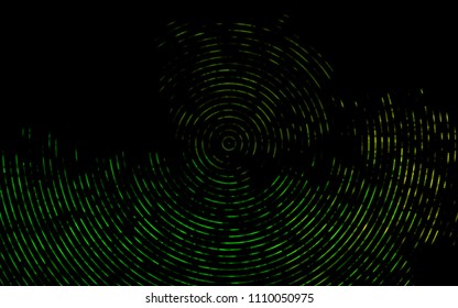 Dark Green, Yellow vector background with bubble shapes. Glitter abstract illustration with wry lines. Textured wave pattern for backgrounds.