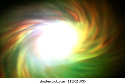 Dark Green, Yellow vector background with galaxy stars. Shining colored illustration with bright astronomical stars. Template for cosmic backgrounds.