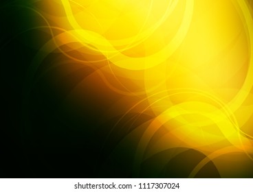 Dark Green, Yellow vector background with wavy lines. Shining illustration, which consist of blurred lines.. A completely new template for your business design.